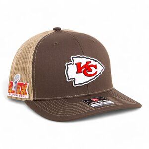 Kansas City Chiefs Super Bowl LIX 3D Snapback Trucker Hat- Brown/ Khaki